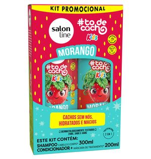 Kit Shampoo 300ml e Condicionador 200ml #todecacho Kids Morango Salon Line