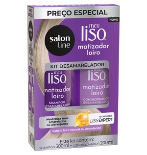 Kit Shampoo 300ml e Condicionador 200ml Meu Liso Matizador Salon Line