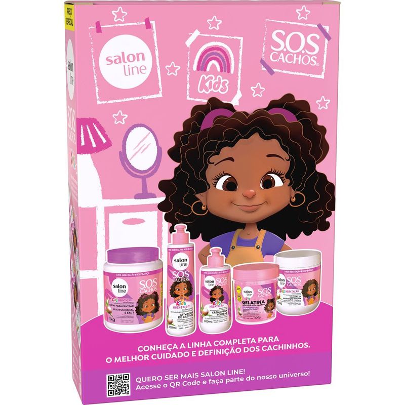 KIT SALON LINE SH+COND 500ML SOS CACH.KIDS HIDR.