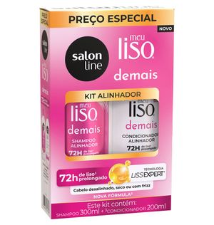 Kit Shampoo 300ml e Condicionador 200ml Meu Liso Demais Salon Line