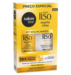 Kit Shampoo 300ml e Condicionador 200ml Meu Liso Muito + Liso Salon Line