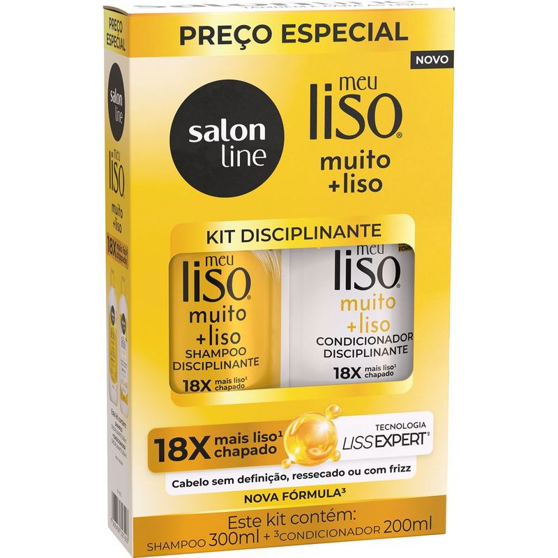 KIT SALON LINE SH+COND 500ML MEU LISO MUITO + LISO