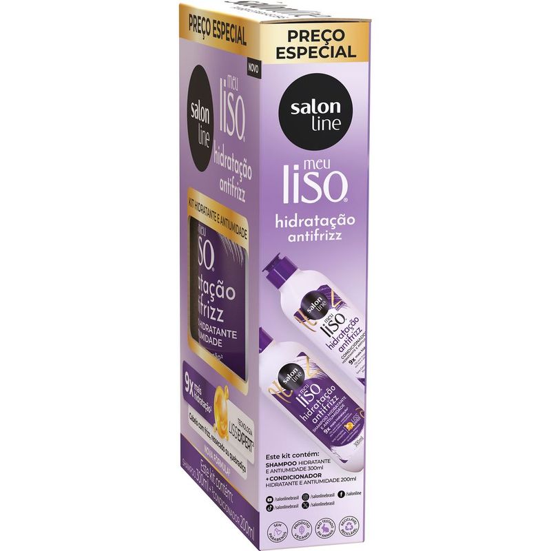 KIT SALON LINE SH+COND 500ML MEU LISO ANTIFRIZZ