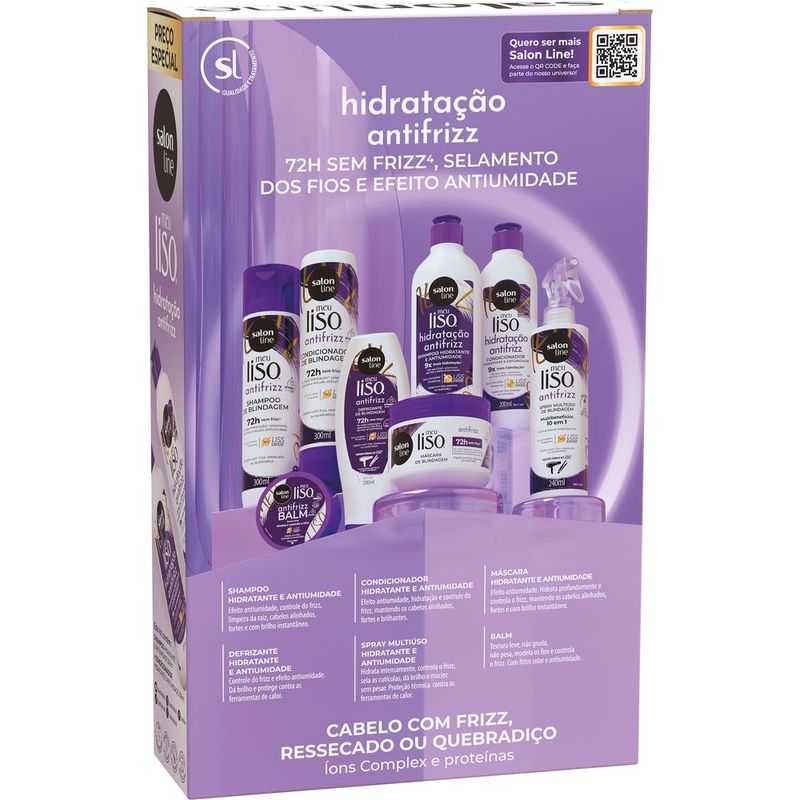 KIT SALON LINE SH+COND 500ML MEU LISO ANTIFRIZZ