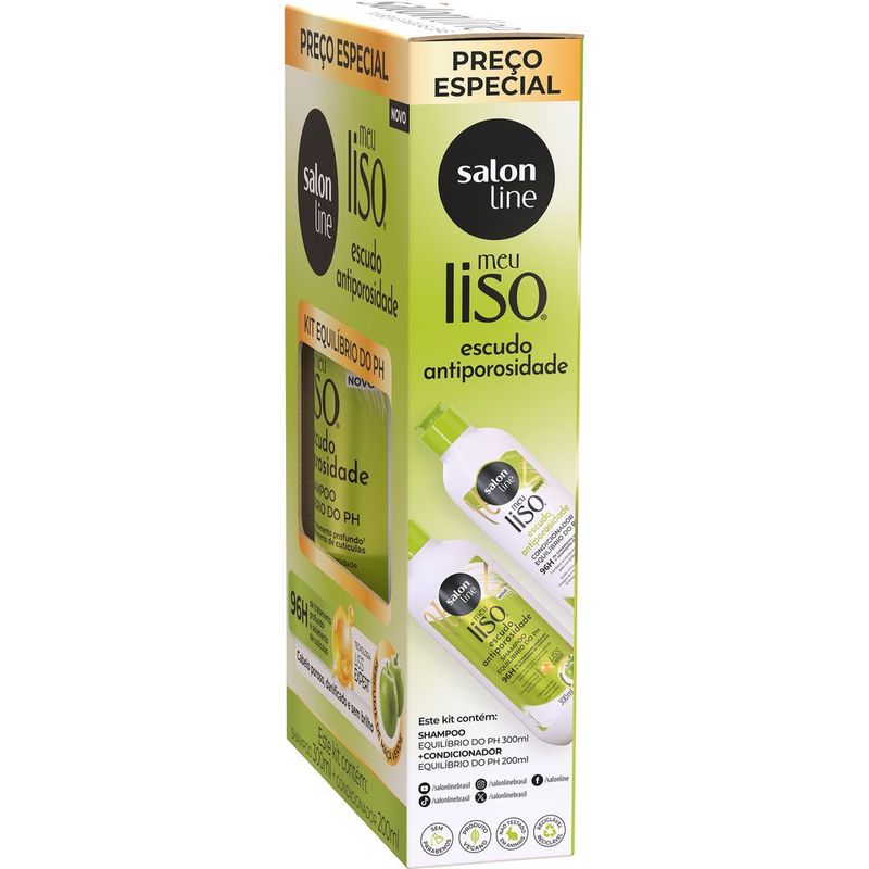 KIT SALON LINE SH+COND 500ML MEU LISO ANTIPOROSID.