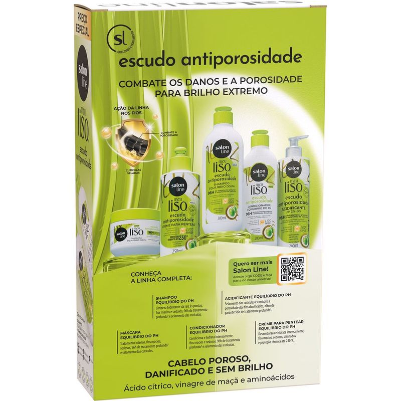 KIT SALON LINE SH+COND 500ML MEU LISO ANTIPOROSID.