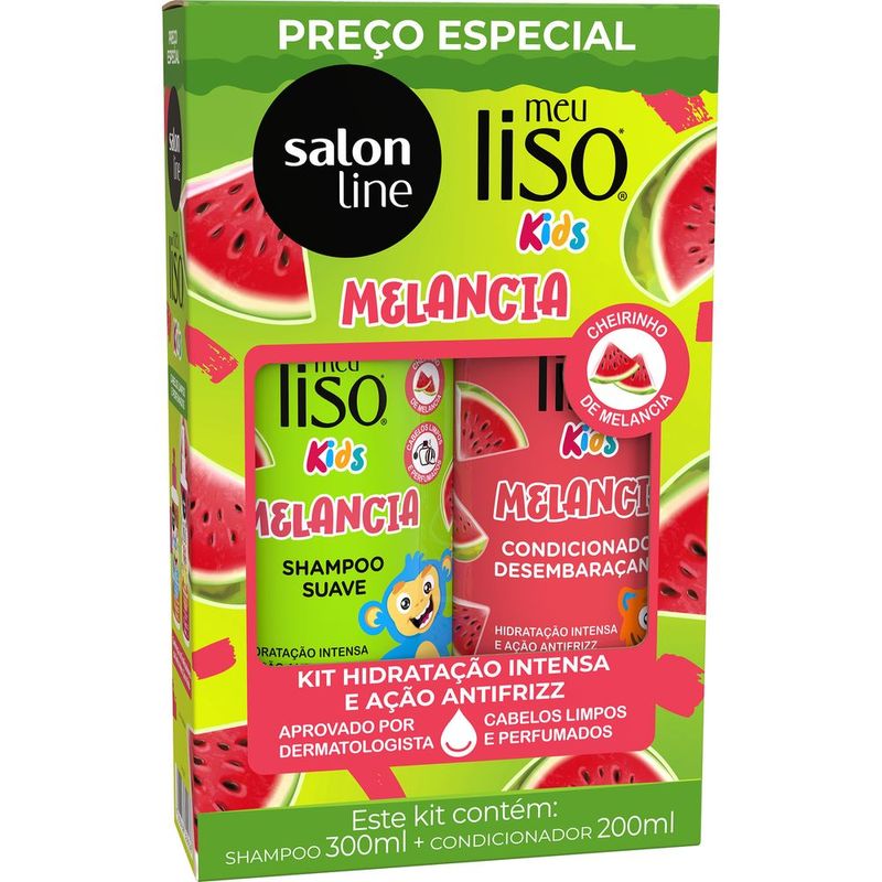 KIT SALON LINE SH+COND 500ML MEU LISO KIDS MELANCI