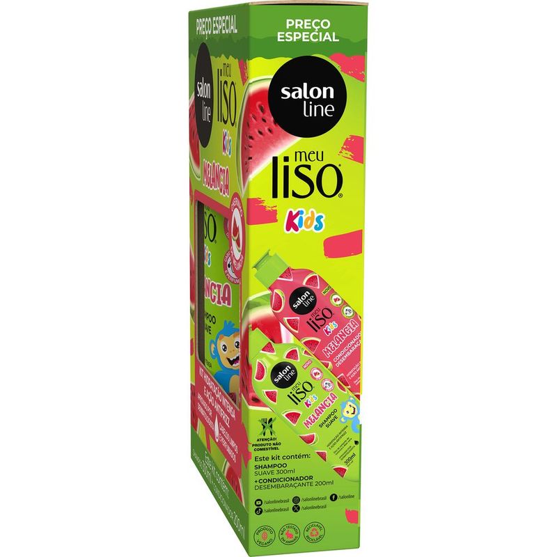 KIT SALON LINE SH+COND 500ML MEU LISO KIDS MELANCI