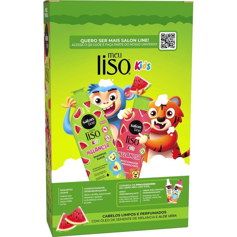 KIT SALON LINE SH+COND 500ML MEU LISO KIDS MELANCI