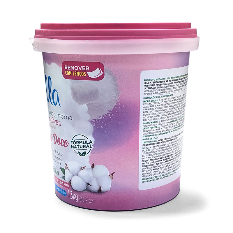 CERA DEPILBELLA 1,3KG HIDROSSOLU ALGODAO DOCE