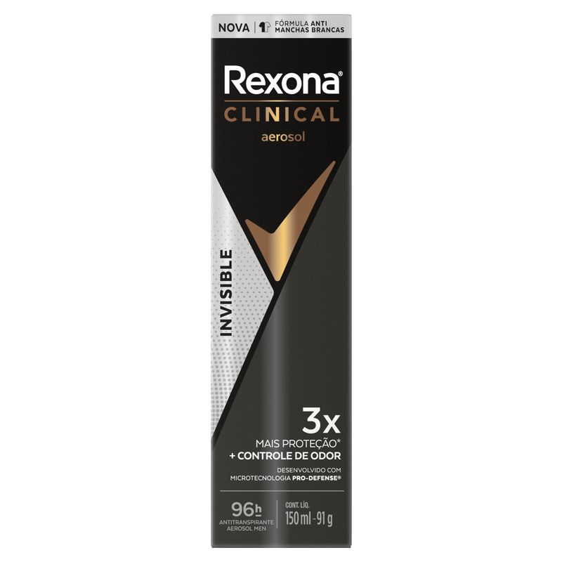DES AERO REXONA 150ML CLINICAL INVISIBLE MEN