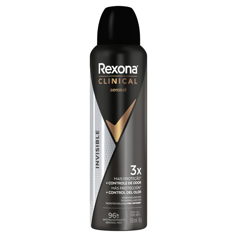 DES AERO REXONA 150ML CLINICAL INVISIBLE MEN