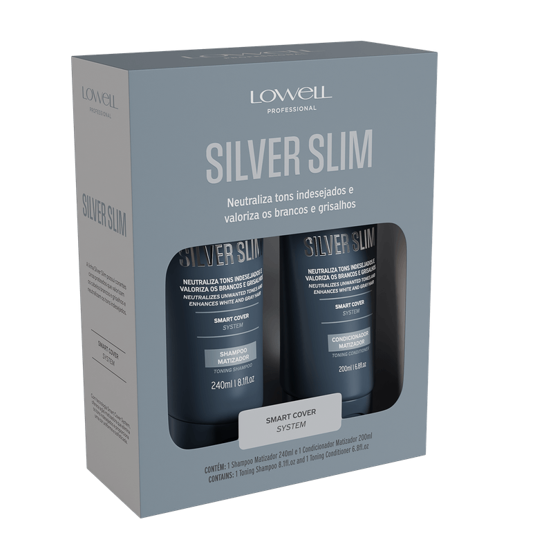 KIT LOWELL SH+COND 440ML SILVER SLIM MATIZADOR