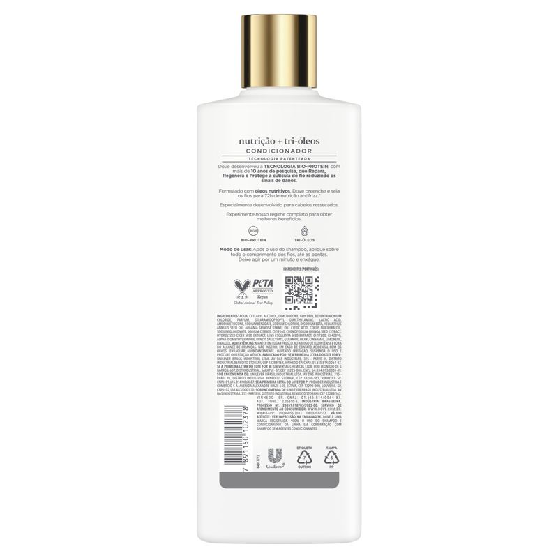 COND DOVE 370ML NUTRICAO + TRI OLEOS