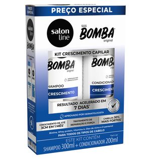 Kit Shampoo 300ml e Condicionador 200ml SOS Bomba Original Crescimento Salon Line