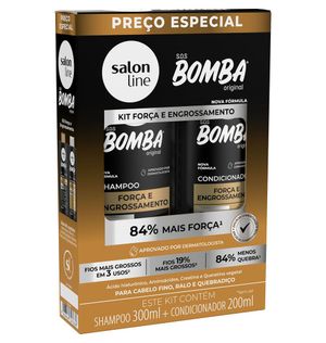 Kit Shampoo 300ml e Condicionador 200ml SOS Bomba Força e Engrossamento Salon Line