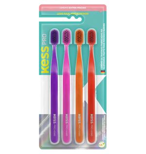 Kit 4 Escovas Dentais Kess Pro Extra Macia