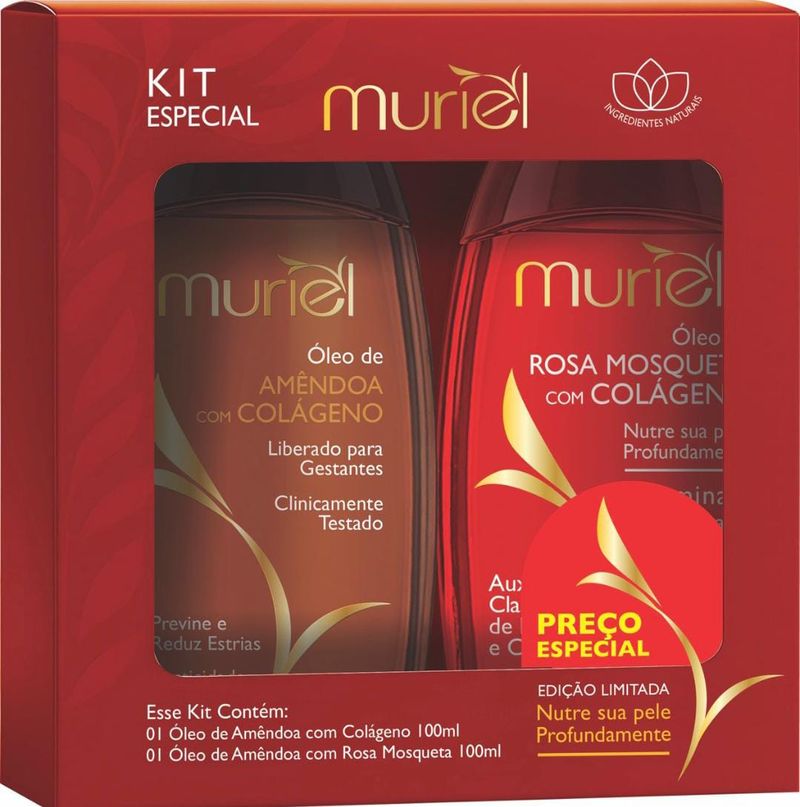 KIT MURIEL OLEO 200ML COLAGENO E ROSA MOSQUETA