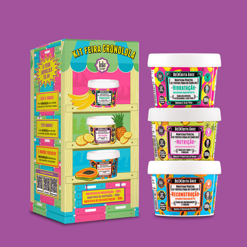 KIT LOLA MANTEIGA 300G BANANA/ABACAXI/PAPAIA