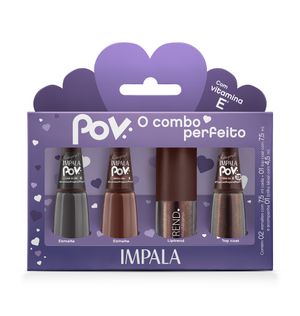 Kit Impala 3 Esmaltes + Gloss Marcella POV