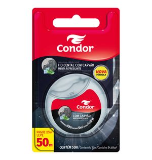 Fio Dental Condor com Carvão Menta Refrescante 50m