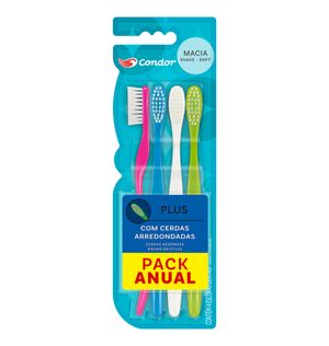 Escova Dental Condor Plus Pack Anual 4 Unidades