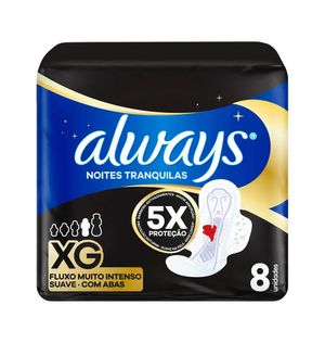 Absorvente Always Noites Tranquilas XG com Abas 8 Unidades