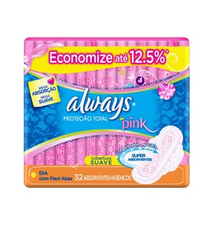 Absorvente Always Pink com 32 Unidades Suave com Abas