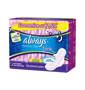 Absorvente Always Pink com 32 Unidades Noturno Suave com Abas
