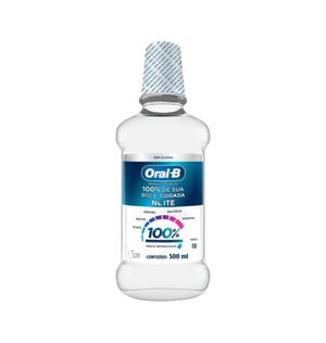 Enxaguante Bucal Oral B 100% de Sua Boca Cuidada Noite Menta Refrescante 500ml