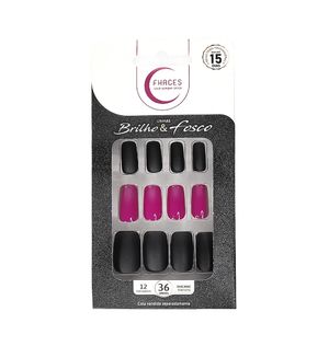 Unhas Postiças Fhaces Brilho E Fosco Toxic Pink