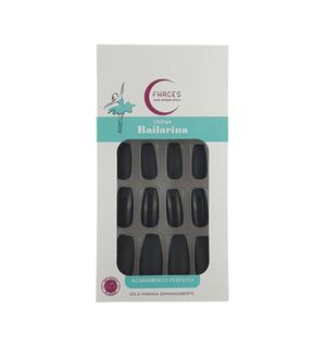 Unhas Postiças Fhaces Bailar.all Black Bril.e Fosco C/56