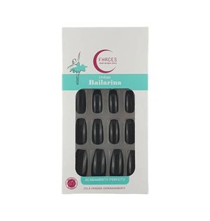 Unhas Postiças Fhaces Bailarina All Black C/28