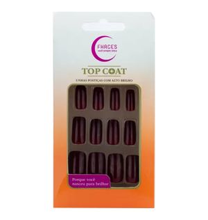 Unhas Postiças Fhaces Top Coat Vinho