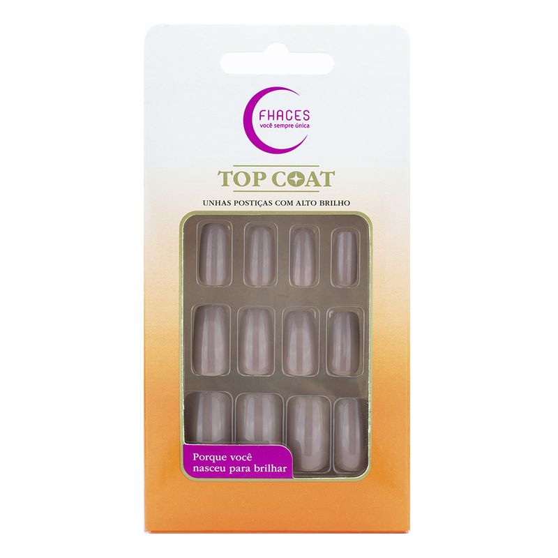 Unhas Postiças Fhaces Top Coat Nude