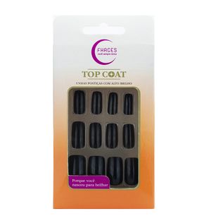 Unhas Postiças Fhaces Top Coat Black