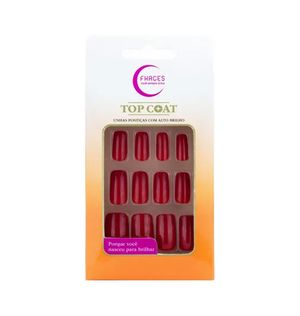 Unhas Postiças Fhaces Top Coat Vermelho Desejo