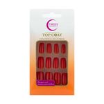 Unhas Postiças Fhaces Top Coat Vermelho Coral