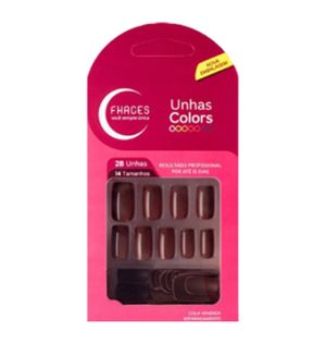 Unhas Postiças Fhaces Color Marrom 28 Unidades (U3055)