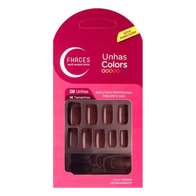 Unhas Postiças Fhaces Colors C/24 Calda Chocol.