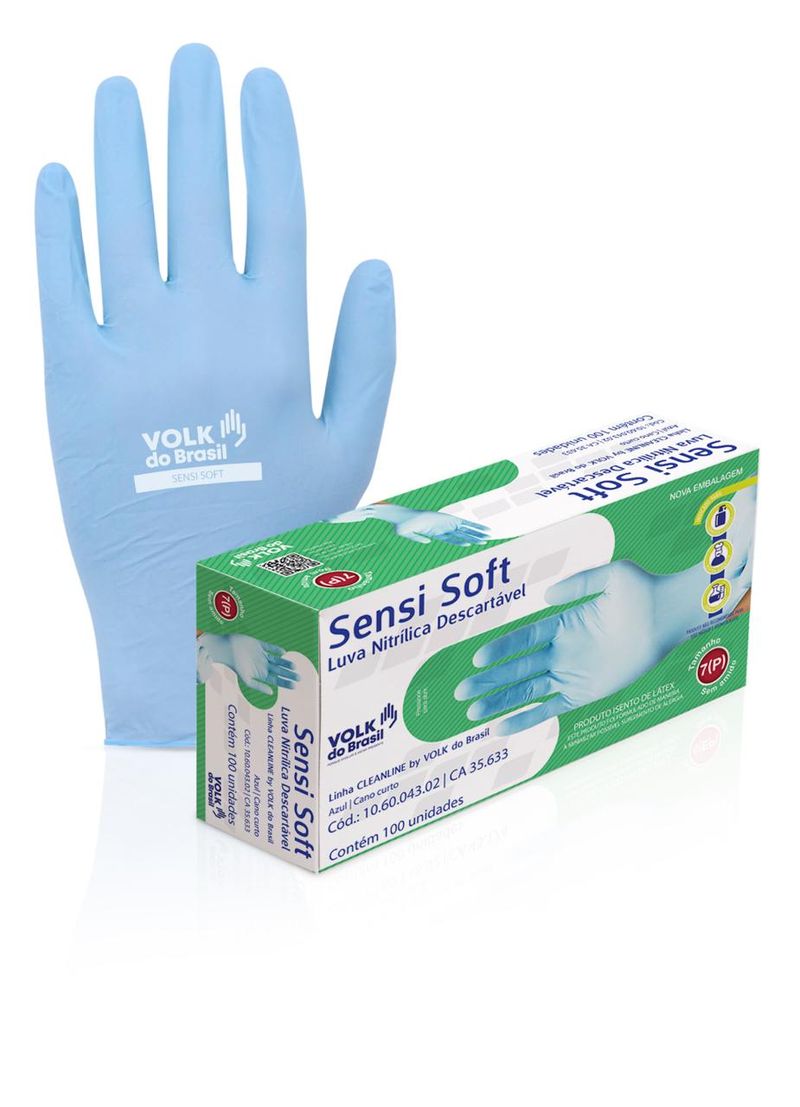 Luva Descartavel Volk Nitril Sensi Azul.m 100un