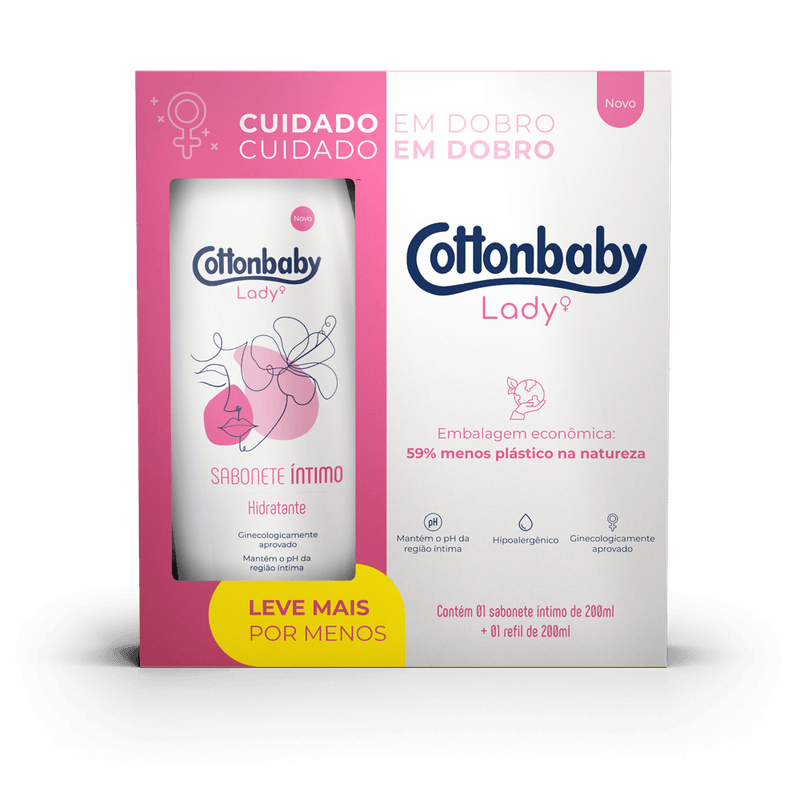 Kit Cottonbaby Sab+refil 400ml Lady Int.hidratante