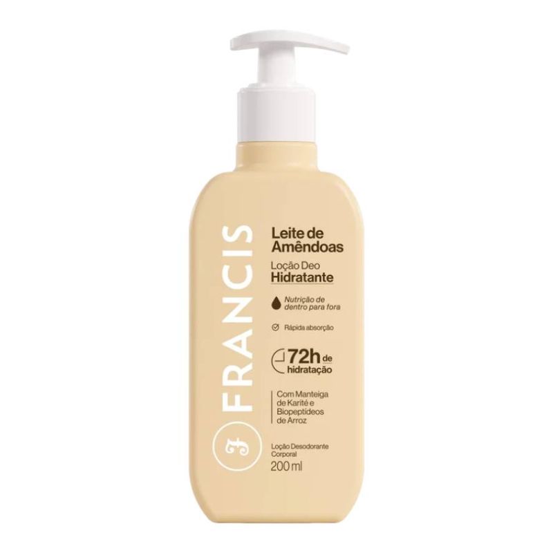 Locao Corporal Francis 200ml Bege Leite De Amendoas