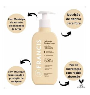Locao Corporal Francis 200ml Bege Leite De Amendoas