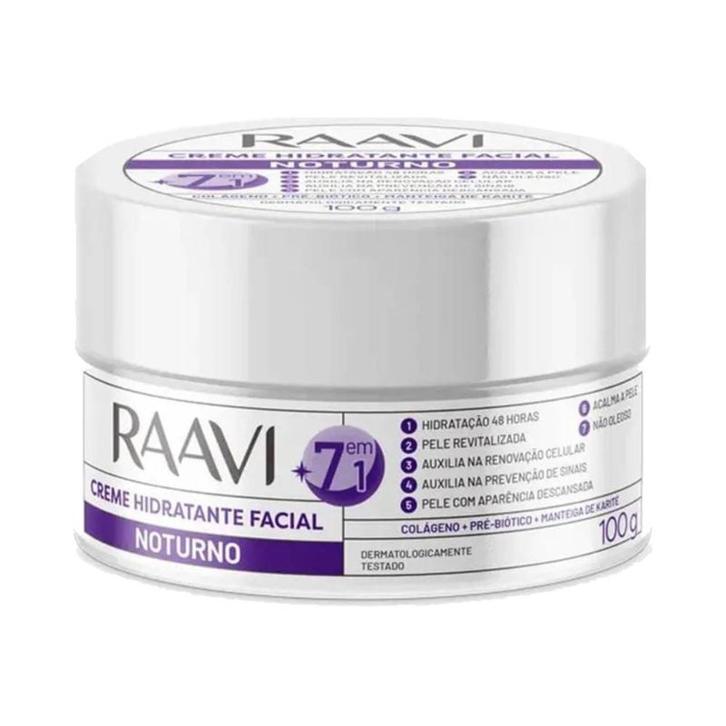 Creme Facial Raavi 100g Hidratante Noturno