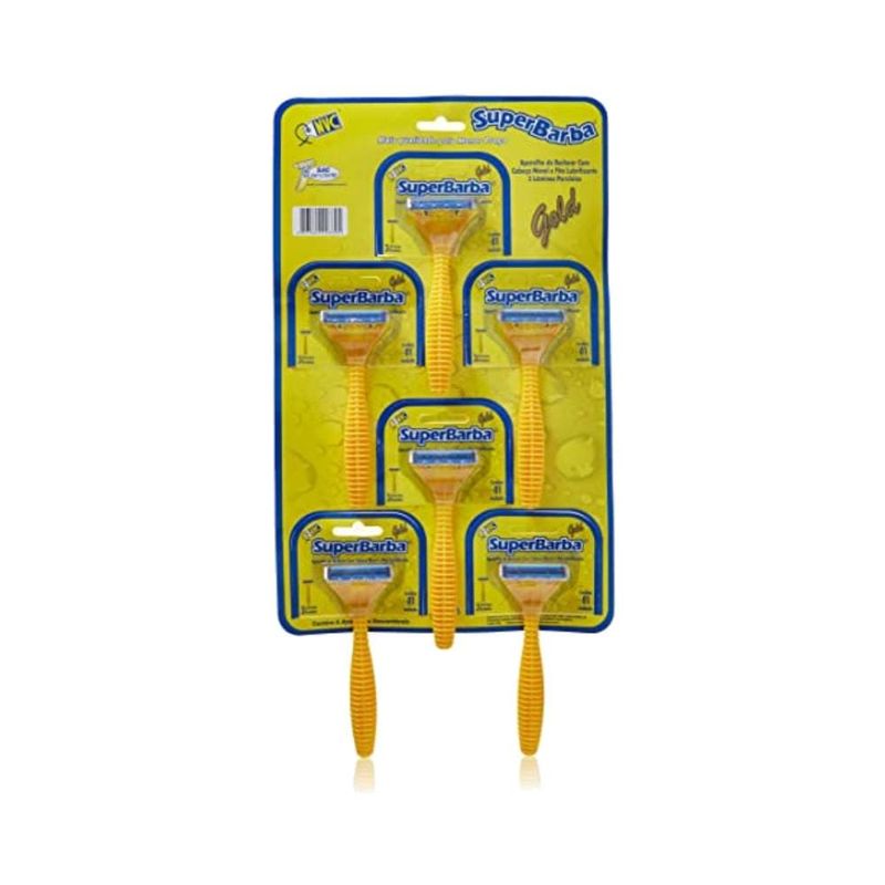 Aparelho De Barbear Super Barb Amarelo C/6