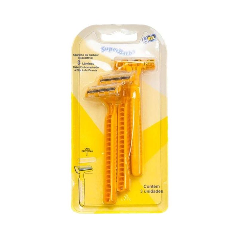 Aparelho De Barbear Super Barb Amarelo C/3