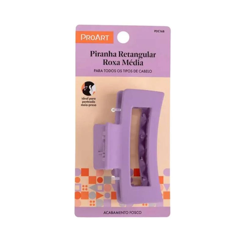 Piranha De Cabelo Proart Retangular Media Roxa