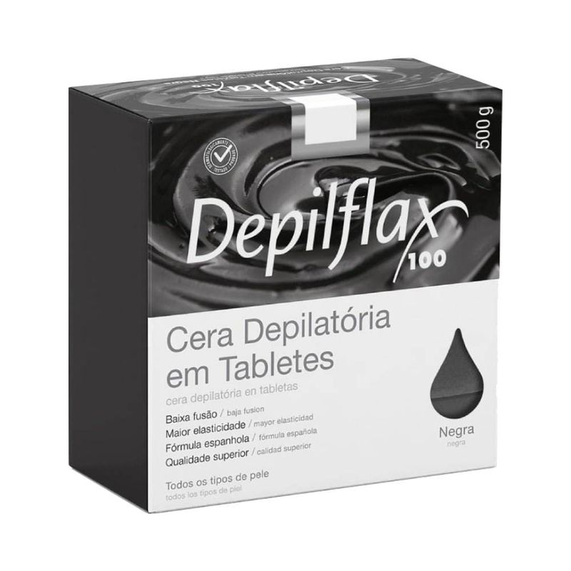 Cera Depilatoria Depilflax 500g Tablete Negra