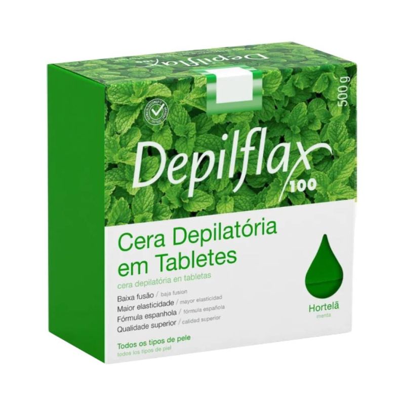 Cera Depilatoria Depilflax 500g Tablete Hortela